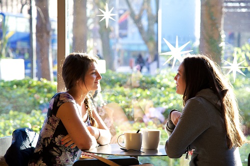 Two students having coffee